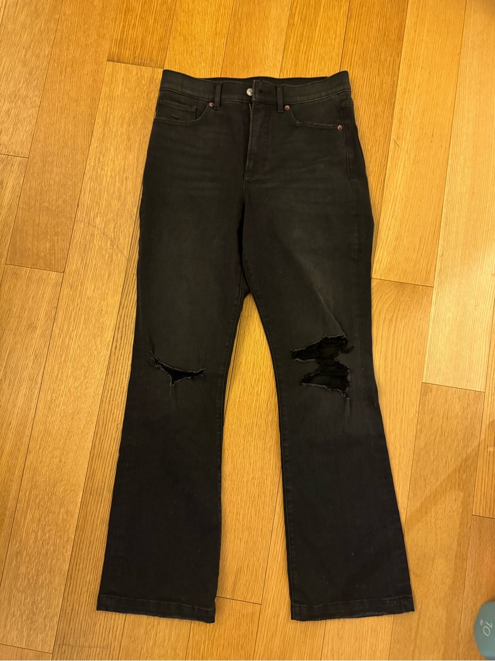 Express Black Distressed Wide-Leg Jeans
